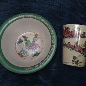 Vintage PD Eastman Go Dog Go Cup/Saucer set. Collectible, Kidcore, Y2K, Retro